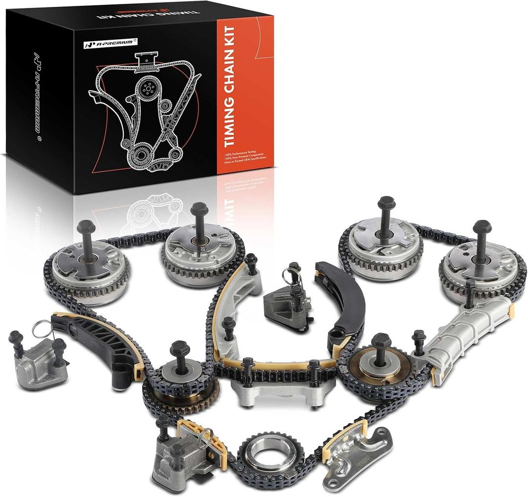A-Premium Engine Timing Chain Kit W/VVT Sprocket [fits DOHC, V6 3.0L 3.2L 3.6L] Compatible with Chevy & GMC & Pontiac & Saab & Saturn & Suzuki & Buick & Cadillac, fits Equinox, Canyon, G6, XTS & More