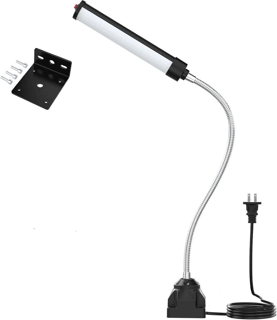24W LED Work Light, 2400Lumen FlexibleGooseneck Work Light with Screw FixationBase,Industrial Lighting for Lathe CNc MillingDrill Press Sewing Machine,Durable WorkshopLamp for Garage & Factory