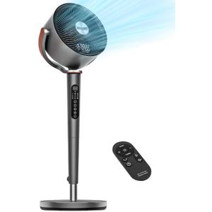 Oscillating Standing Fan for Bedroom, 120 Pedestal Fan with 12 Speeds & 5 Modes, Ultra Quiet Bedroom Fan, Remote Control - Black