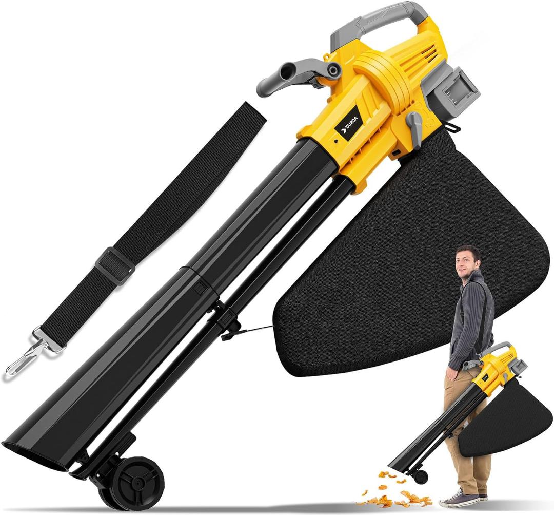 Cordless Leaf Blower Vacuum Mulcher Compatible for Dewalt 20V Battery(NO Battery), 3-in-1 Handheld Leaf Vacuum Mulcher with 40L Bag, 4 Variable Speeds with Turbo Modes for Yard Patio Driveway Cleanup