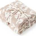 Snuggle Sac Leopard Throw Blanket for Couch Bed Sofa 50x60 inches, Reversible Beige Leopard Blanket Ultra Soft Cozy Blankets for Women Mothers Birthday Gifts