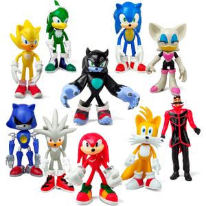 Toysvill Sonic the Hedgehog Big Action Figures (Set of 10 pcs), Collection Toys, Birthday Cake Decoration Party Supplies Cake Topper