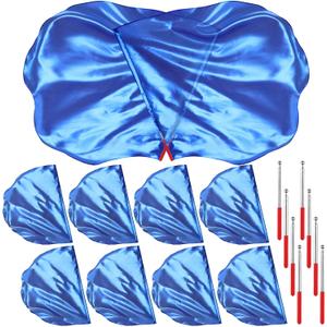 8 Set Worship Dance Flags with 8 Pcs Scalable Rod 29.5 x 39.3 Inch Praise Church Flags Semicircle Worship Angel Wing for Girls Adults Practice Performance(Deep Blue)