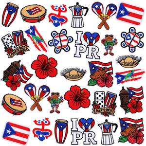 Hoteam 30 Pcs Puerto Rico Embroidered Patches Puerto Rico Flag Iron on Sew on Patch Embroidered Applique Decal for Clothes Dress Hat Jeans DIY Accessories
