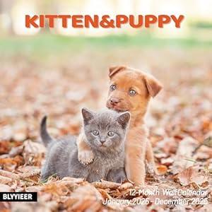 2025 Wall Calendar, Calendar 2025, Kittens & Puppies Monthly Wall Calendar, 12" x 24" Open, Family Planner Calendar Organizer with Cute kittens & Puppies Images, for Cat & Dogs Lovers