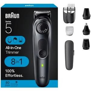 Braun All-in-One Style Kit Series 5 5471, 8-in-1 Trimmer for Men with Beard Trimmer, Body Trimmer for Manscaping, Hair Clippers & More, Ultra-Sharp Blade, 40 Length Settings, Waterproof