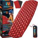 Ultralight Sleeping Mat - Inflatable & Compact Camping Air Mattress for Backpacking, Hiking (Red)