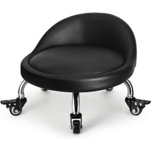 FLOLXNB Low Height Rolling Stool,Low Stool Chair with Back,Low Roller Seat Stool Chair,Rolling Stool for Home Office Garage Shop,M, Medium