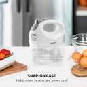 OVENTE 5-Speed Electric Hand Mixer with Stainless Steel Mixing Whisk, Snap-On Storage Case, Portable & Lightweight 150W Motor, Compact Handheld Mixer for Baking, Blending or Cooking, White HM151W