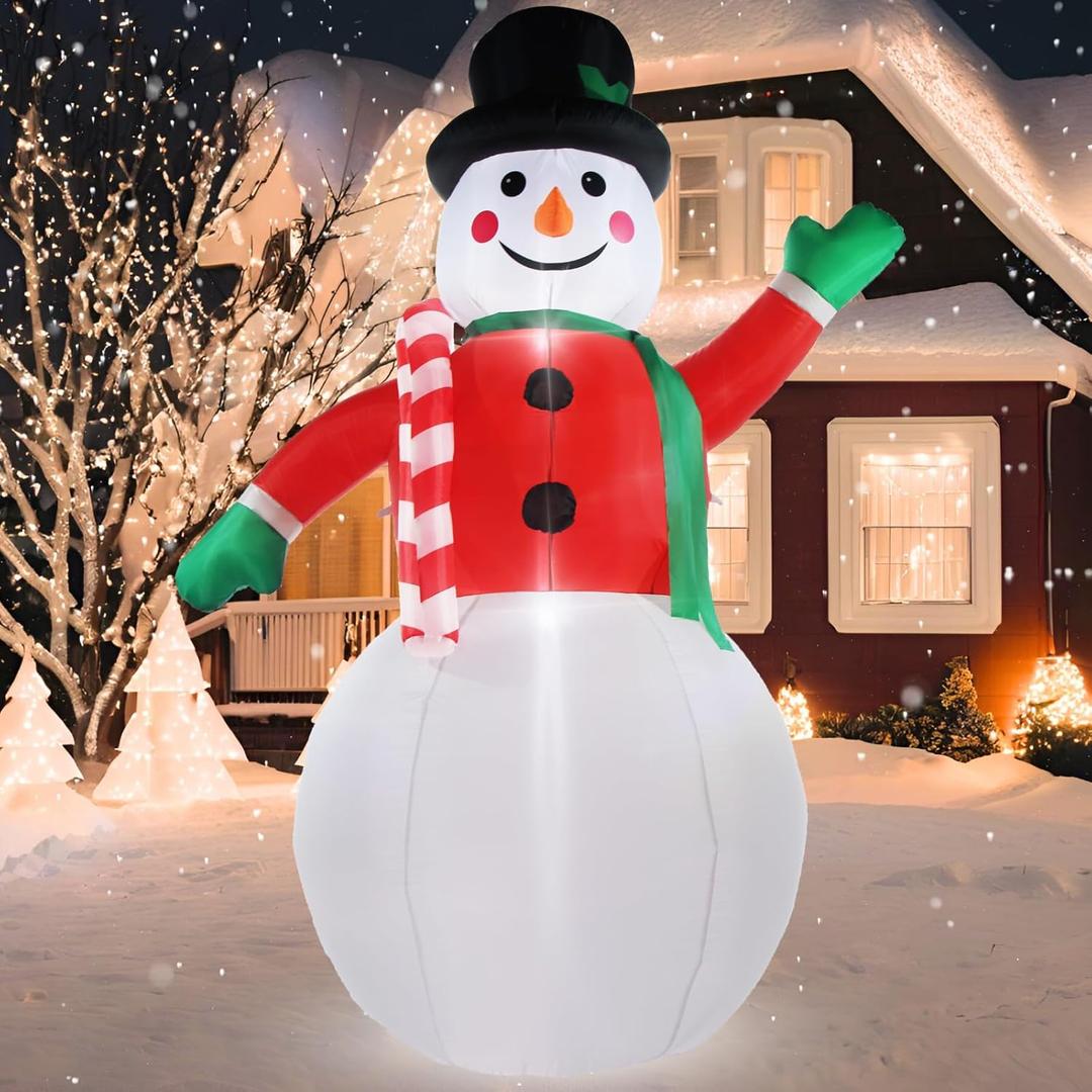 Inflatable Christmas Outdoor Decorations, 8FT Snowman Blow Up Yard Decoration with Built-in LED Light for Indoor Home Party Holiday Xmas Garden Lawn Dcor