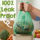 YORJA 1.6 Gallon Tie Handles Compost Trash Bags 120 Food Scrap Bags, Compostable Kitchen Waste Bags with Europe EN13432 & ASTM D6400 Certified