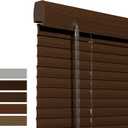 Faux Wood Aluminum Mini Blinds 1 Inch Slats Cordless Room Darkening Metal Venetian Blinds Waterproof Easy Installation Horizontal Blinds for Windows,Doors,Light Coffee,Customize Size