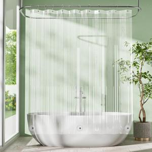 Amazer Clear Shower Curtain Liner, 72x65 Plastic Shower Liner PEVA Medium Weight Inside Shower Curtain for Bathroom with Rustproof Grommets