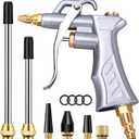 JASTIND Industrial Air Blow Gun with Brass Adjustable Air Flow Nozzle and 2 Steel Extension, Pneumatic Air Compressor Accessory Tool Dust Cleaning and Blower Gun