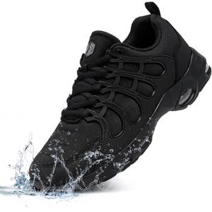 LARNMERN Non Slip Work Shoes for Men Slip Resistant Sneakers Casual Comfort Walking Mens Chef Kitchen Breathable Air Cushion Wide Width (11, Waterproof Black)