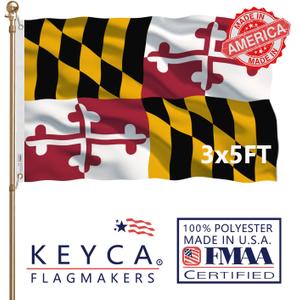 KEYCA Maryland State Flag 2X3 FT 100% Made in The USA- Heavy Duty Vibrant Colors Double Sided Maryland MD Flags with 2 Brass Grommets for Home/Company/Indoor Outdoor Decoration