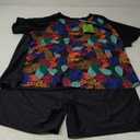 Davena Women's Plus Size 2 Piece Rash Guard Short Sleeve Swimsuit with Boyshorts Swim Shirt UPF 50+ (X-Large Plus)