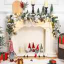 6 FT PreLit Christmas Garland with 20 LED Lights & 8 Modes, Artificial Green Rattan Garland with Glitter Bows, Pine Cones for Fireplace Mantle, Front Porch, Indoor Outdoor Holiday Decor