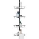 Zenna Home Tension Pole Shower Caddy Corner Organizer, Adjustable Standing Shower Caddy with 4 Baskets, Rust Resistant Bathroom Tension Rod Organizer, 60 to 97 Inch, Matte Black