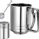Flour Sifter Stainless Steel,3 Cup Flour Sifters for Baking,3 in1 Sifter for Baking with Powdered Sugar Shaker Duster, Flour Shaker Duster for Baking Cakes, Pastries, Pies, Cupcakes and Desserts