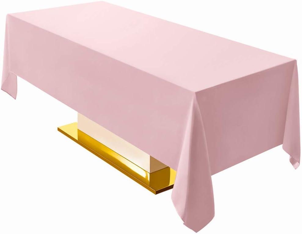 Surmente Pink Tablecloth 60 x 102-inch Rectangular Polyester Table Cloth for Weddings, Banquets, or Restaurants