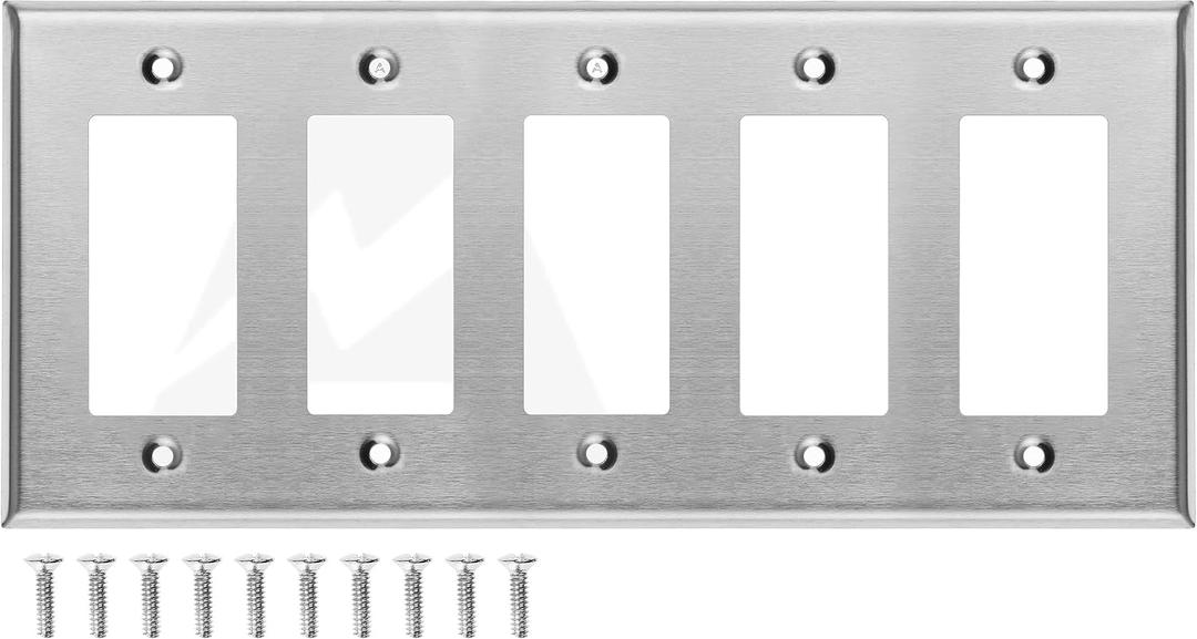 Stainless Steel Outlet Covers for Rocker Switches, 4-Gang Standard Size, 4.5'' x 8.19'', Light Switch Cover Plate, Rockertive Outlet Covers, Metal Wall Plate Cover, Screws Included