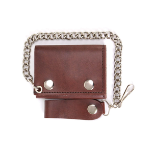 Milwaukee Leather Men's Genuine Leather Tri-Fold Biker Wallet w/Anti-Theft Stainless Steel Chain