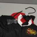 ANIAC 3PCS Halloween Dog Costume Cat Wizard Cape Glasses and Necktie Set Halloween Puppy Outfit Pet Academy Magician Cosplay Apparel for Kitten Cat Small Dogs (Black+Red, Large)