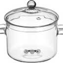 High Borosilicate Glass Soup Pot with Lid 1900Ml Two-Eared Cooking Pot for Noodle Soup and Salad Compatible with All Stovetops (2 Quarts)