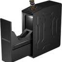 PINEWORLD Slider Biometric Handgun Safe with Auto Sliding Door&Interior Light, Bedside Pistol Safe with Quick Fingerprint/Passode/Key Access, Nightstand Handgun Case, Mounted Lock Box for Desk, Truck