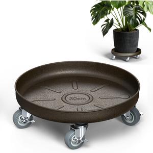HOLKIE 12" Plant Stand with Wheels - Total Capacity 320 lbs - Rolling Plant Caddy with Brake - Plant Saucer for Indoor&Outdoor - Flower Cart, Rust-Resistant Finish, Easy to Move