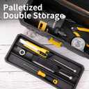 Deli Small Tool Box, 15in Plastic Toolbox with Handle,Portable Tool Box with Removable Tray and Lockable Design,Tool Storage Box for Home, Workbench and Garage Organization