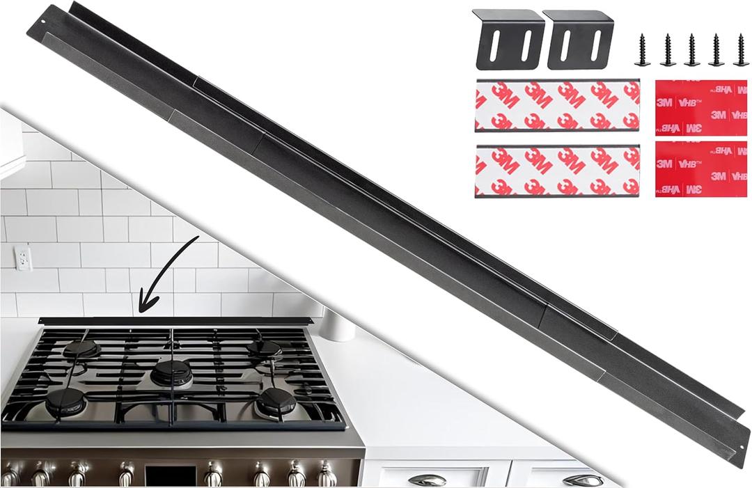 Expandable Rear Stove Gap Cover for Slide-In Ranges Stainless Steel, Black Powder Coated Adjustable Up to 32 Dual Install Options (1.5 inch Wide)