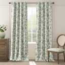 jinchan Blackout Floral Curtains for Bedroom, 96 Inches Long Printed Flower Black Out Cottage Core Curtains, Rod Pocket Back Tab Sage Green Window Treatment Farmhouse Drapes Set 2 Panels (*Jacobean Green on Off White)