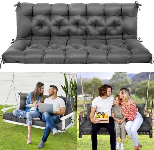 1 MIDDLE ONE Porch Swing Cushions, Memory Foam Outdoor Replacement Cushion for Patio Swing Furniture, Water-Resistant 3 Seat Bench Swing Cushion, 60x40 Inch (Grey)