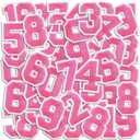 Number Iron On Patches, Numbers 0-9 Embroidery Applique Patch, DIY Decorative Heat Press Patches for Clothing Jeans Jackets Backpacks Hats (Pink)