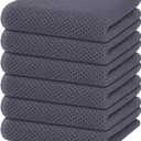 Homaxy 100% Cotton Waffle Weave Kitchen Dish Towels, Ultra Soft Absorbent Quick Drying Cleaning Towel, 13 x 28 Inches, 6-Pack, Dark Grey