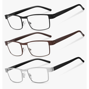 BLS Businessman Rectangular Reading Glasses - Professional Durable Readers - Blue-Light Blocking Lenses 1.0