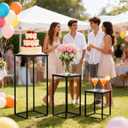 Black Plant Stand Indoor: 15.4"+23.6"+31.5 Tall Pedestal Stand for Wedding Centerpieces Party Event Center Pieces Decoration for Table Home Decor 1 Set