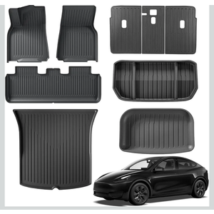 Jack Boss Floor Mats for Tesla Model Y 5-Seat 2021-2023 2022 2024 9PCS All Weather TPE Cargo Liner Floor Mats and Cargo Trunk Mats Accessories, Set of 9 Mats (Not Fit 7-Seat)