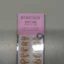 BTArtbox Press On Nails Almond - Designed White French Tip Press On Nails Short with Gold Foil, Glue On Nails for Winter Day Gifts, Stick On Nails in 16 Sizes - 30 Nail Kit, Tiny Gloden