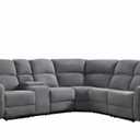 Fabric L-Shaped Reclining Sectional Sofa Couch for Living Room, Manual Recliner Oversized Sofa, with Padded Headrest, 2 Cup Holders, Storage Space, 5-Seater Home Furniture Set, Grey 54"L x 38"D x 40.5"H