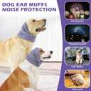 Dog Ear Cover, Comfort Dogs Hoodie for Anxiety, Adjustable Ear Wraps Muffs for Noise Protection, Purple L