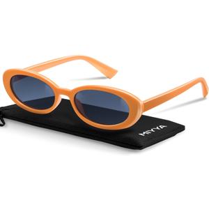 miyya Old Money Polarized Oval Sunglasses  2025 Edition, UV400 Protection, Feather-Light Fit & Trendy Colors (Apricot/Dark Blue)