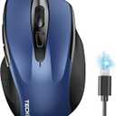 TECKNET Wireless Mouse (BT5.0/3.0 & 2.4G) Rechargeable 4800 DPI Silent USB A & Bluetooth Mouse 6 Buttons, Wide Compatibility - Blue