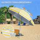 8ft Large Beach Umbrella,Heavy Duty Wind Resistant Portable Sun Shade w/Tilt Pole&Sand Anchor,Shoulder Carry Bag,Removable Hook,UV 50+ Protection,Air Vents Design for Patio Garden Pool