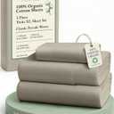 LANE LINEN 100% Organic Cotton Sheets Twin Size, Soft & Comfy Mercerized Fully Elasticized Naturally Temperature Regulating Sustainably Produced Luxury Hotel Quality Cotton Twin Sheet Set- Silver
