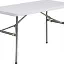 Flash Furniture Elon 4' Rectangular All-Occasion Plastic Folding Event Table, Folding Banquet Table for Indoor/Outdoor Events, White