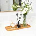 10 Pcs Wood Serving Trays, Rectangle Bamboo Tray for Bathroom, Wooden Serving Platter Vanity Tray for Dresser Snack Food Dinner Kitchen, 11 x 4 Inch(Rounded Edges)