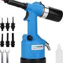 Heavy duty Air Hydraulic Rivet Nut Tool, Pneumatic Riveter Automatic Rivet Nut Gun Tool Setting Kit Come with 7 Size Metric Nose-Piece Assembly (M3 to M12)